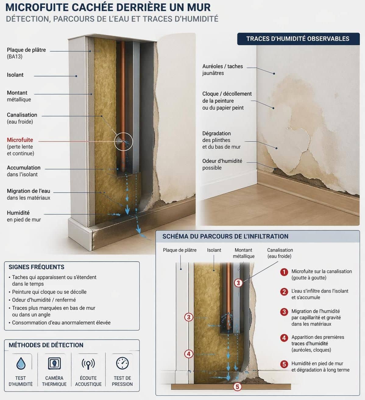 découvrez comment identifier rapidement une microfuite dans un mur grâce à nos conseils pratiques et méthodes efficaces pour éviter les dégâts et économiser de l'eau.