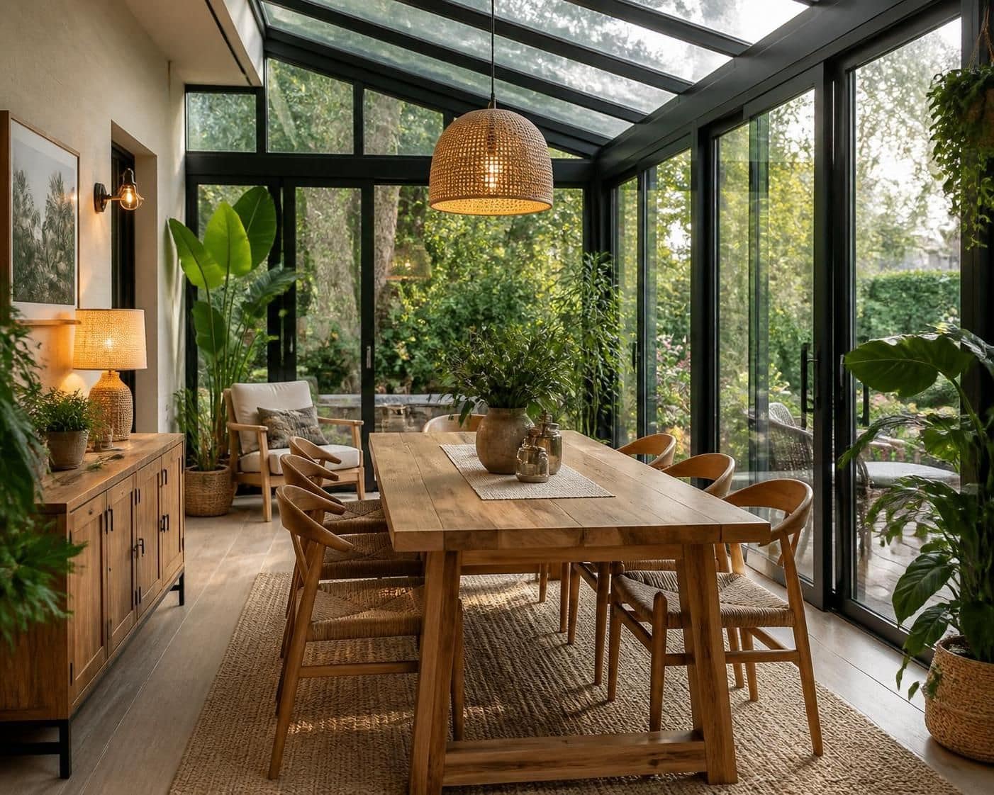 découvrez comment aménager une salle à manger chaleureuse et lumineuse dans votre véranda, alliant confort et nature pour des repas conviviaux toute l'année.