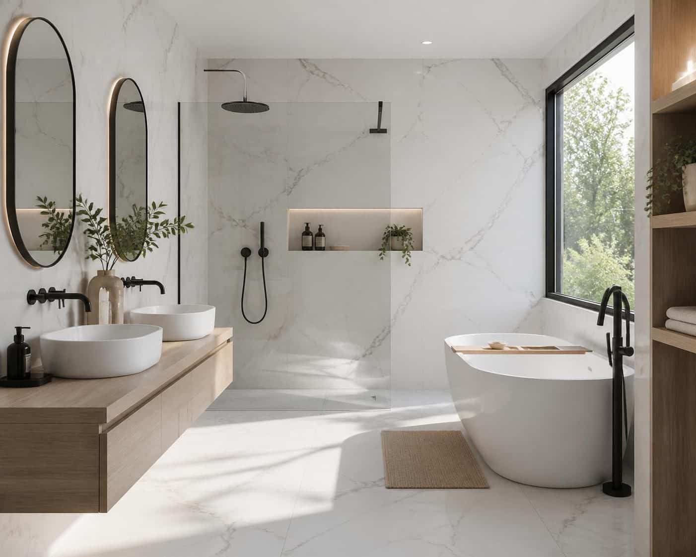 découvrez notre sélection élégante de salles de bain imitation marbre pour une décoration chic et moderne à prix abordable.