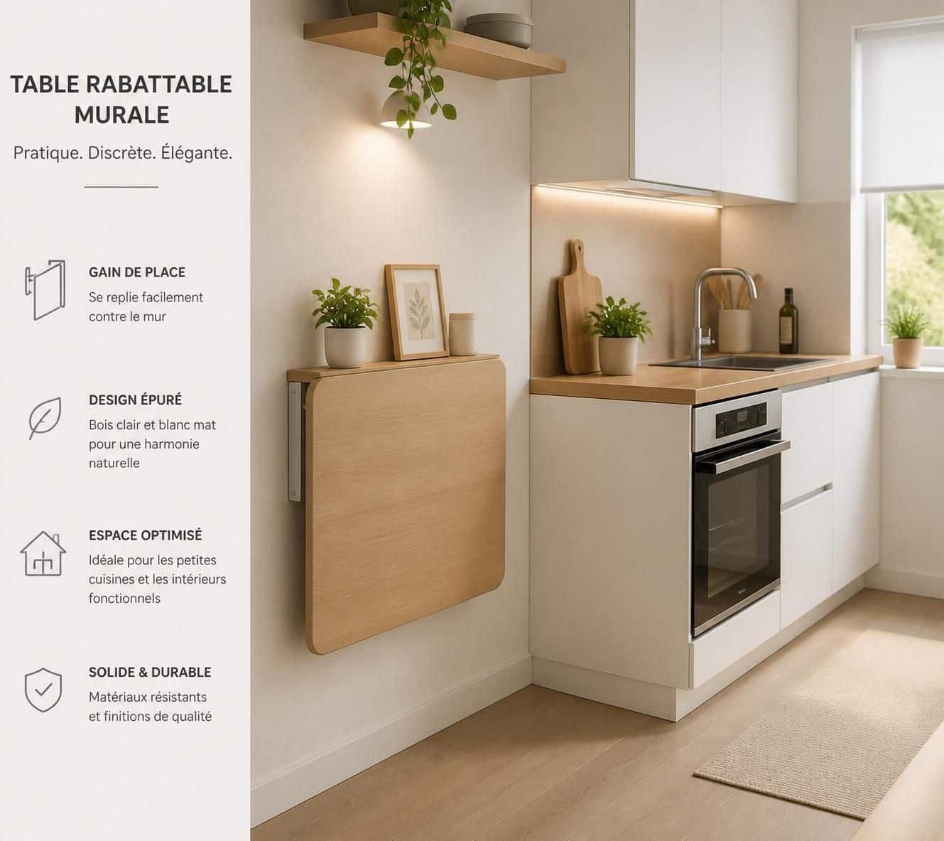 apprenez à créer une table rabattable pratique et gain de place pour optimiser l'espace dans une petite cuisine avec nos conseils faciles à suivre.