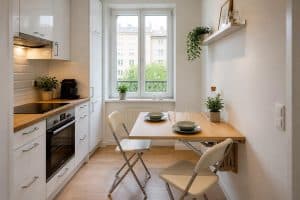 découvrez comment créer une table rabattable pratique et esthétique, idéale pour optimiser l'espace dans une petite cuisine.