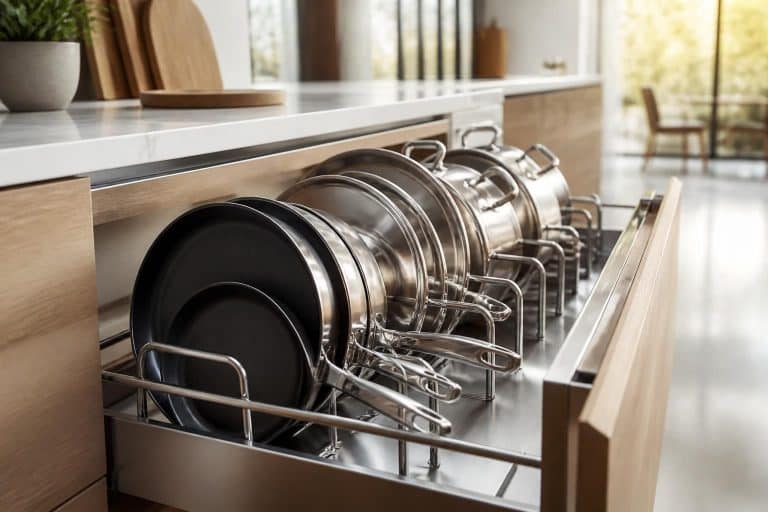 optimisez votre cuisine avec notre rangement vertical pour plaques et casseroles, conçu pour un accès facile et un gain de place maximal.