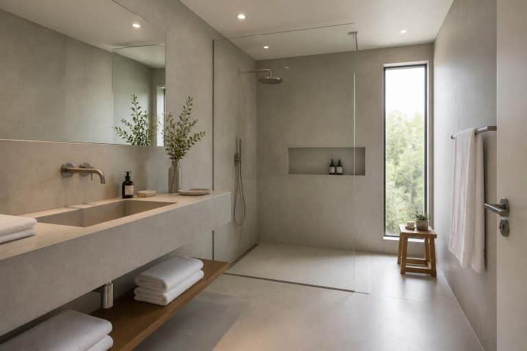découvrez notre salle de bain imitation béton, alliant modernité et élégance pour un espace à la fois tendance et facile à entretenir.