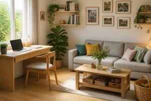 découvrez comment aménager un bureau fonctionnel et esthétique dans votre salon familial pour allier travail et convivialité au quotidien.