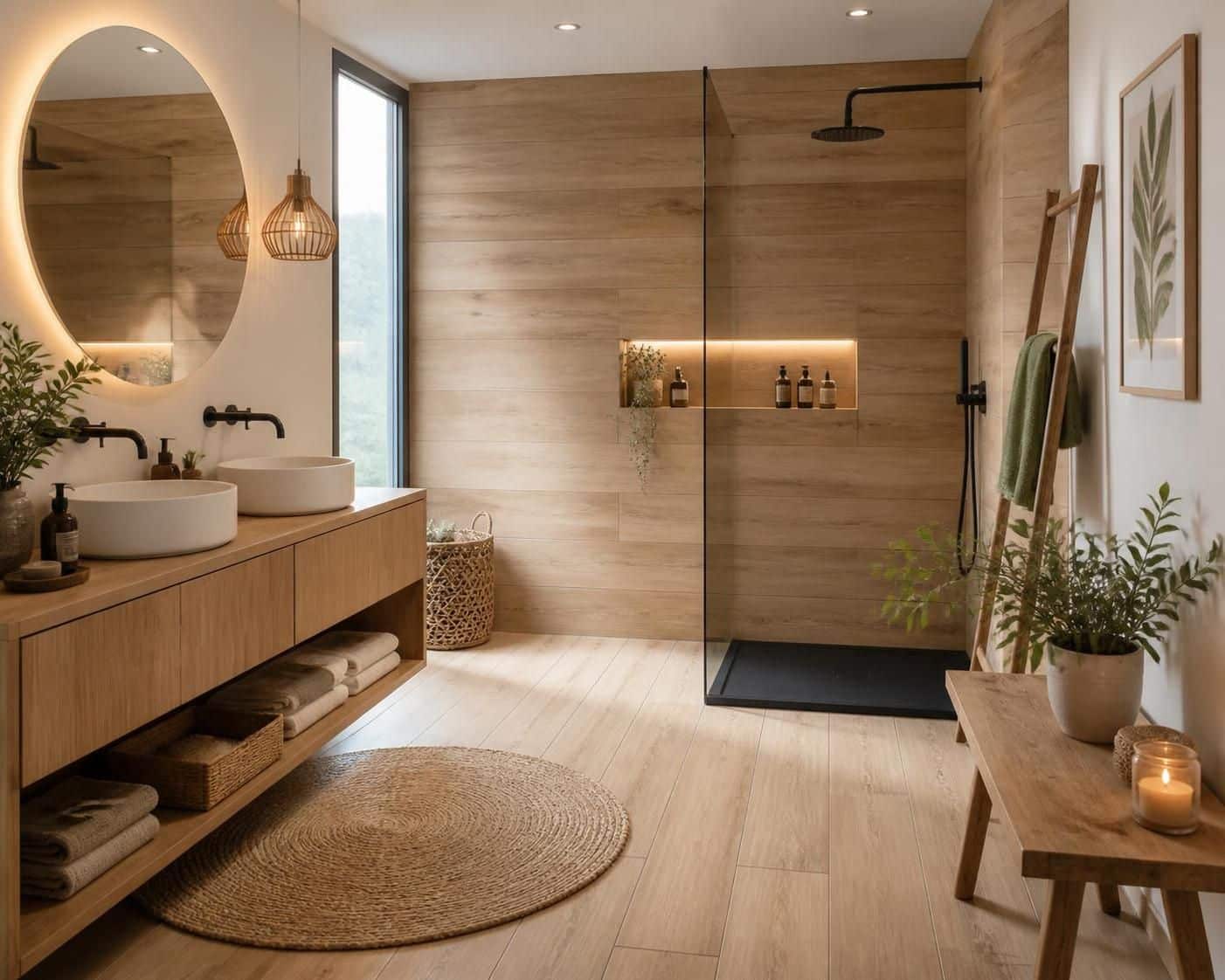 découvrez nos salles de bain imitation bois alliant élégance naturelle et résistance, pour un intérieur chaleureux et moderne.